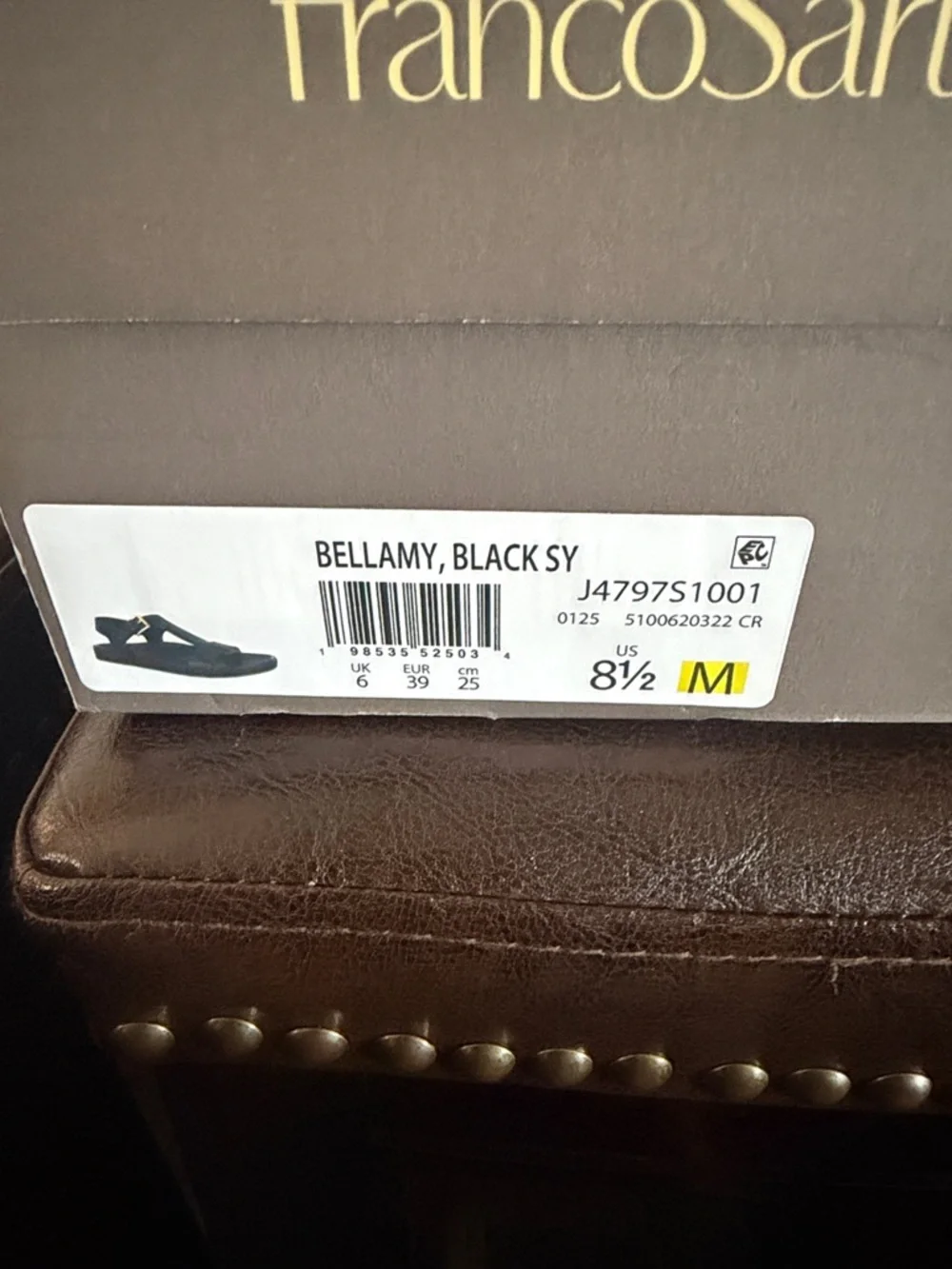 Black Leather Women's T-Strap Sandal Bellamy SY - Picture 4 of 6
